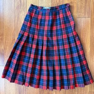 PENDLETON x VINTAGE Manson Tartan Plaid Pleated Midi skirt Red Blue